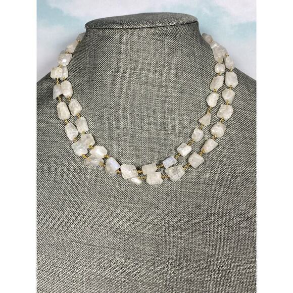 Myrna Carrol Necklace White Quartz Faceted Beads Necklace Gold Filled Toggle - Picture 5 of 13